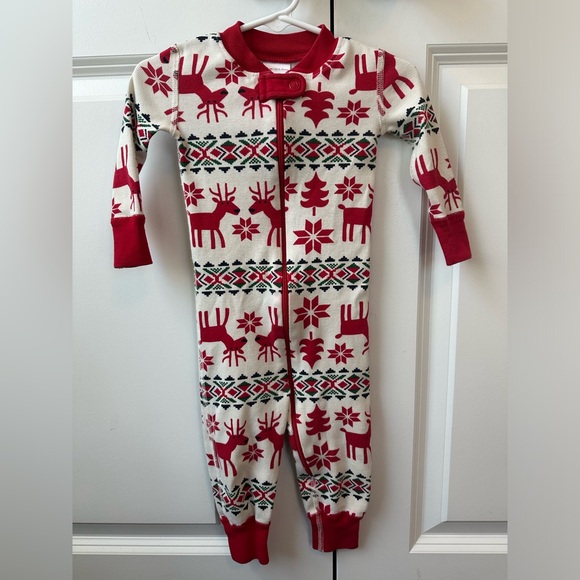 Hanna Andersson Baby Holiday Zip Sleeper Dear Deer (Size 75/12-18 Months) - Picture 1 of 4